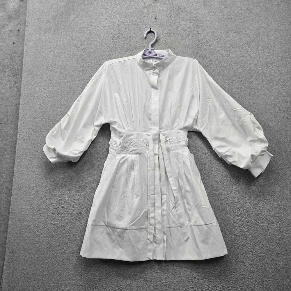 The Femm Women Dress S White Cristina Elasticized Cotton Minidress 100% Linen